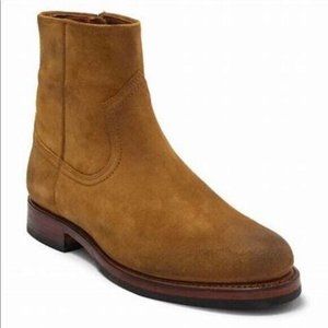 Frye Men’s Sawyer Suede Ankle Boots Inside Zip Almond Toe Pull On Wheat Size 9